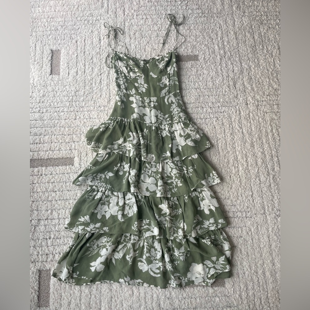 Reformation Kesia Green Floral Dress 4